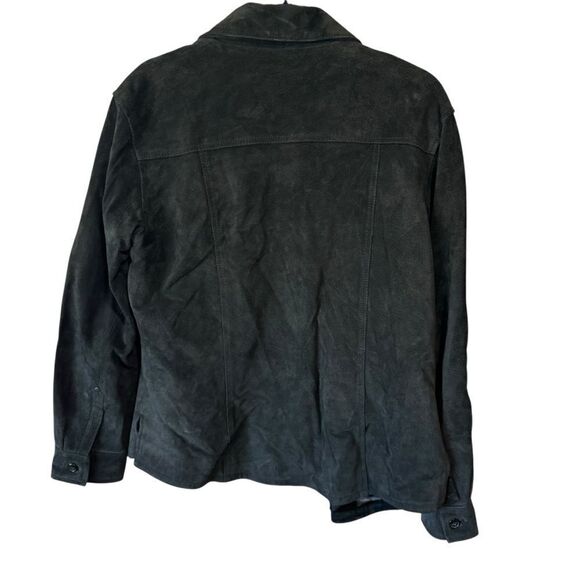 Ami Vintage Black Suede Leather Button Down Collar Shacket Jacket Size L - Picture 3 of 10